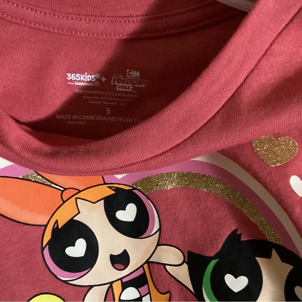 Girls Long Sleeve Powerpuff Heart Valentine’s Day Girls L/S Tee Pink NEW - Picture 4 of 5